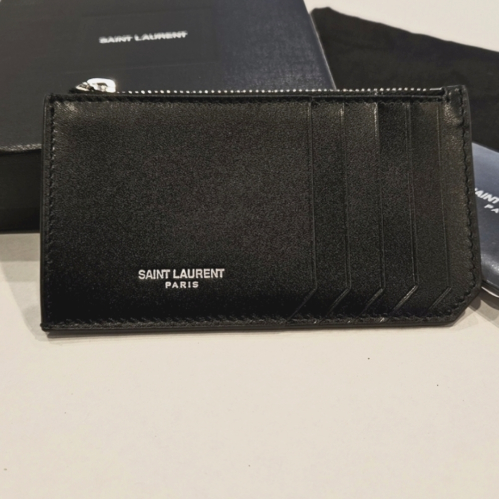 Saint Laurent Fragments Black Card Holder Authentic YSL New w. Box